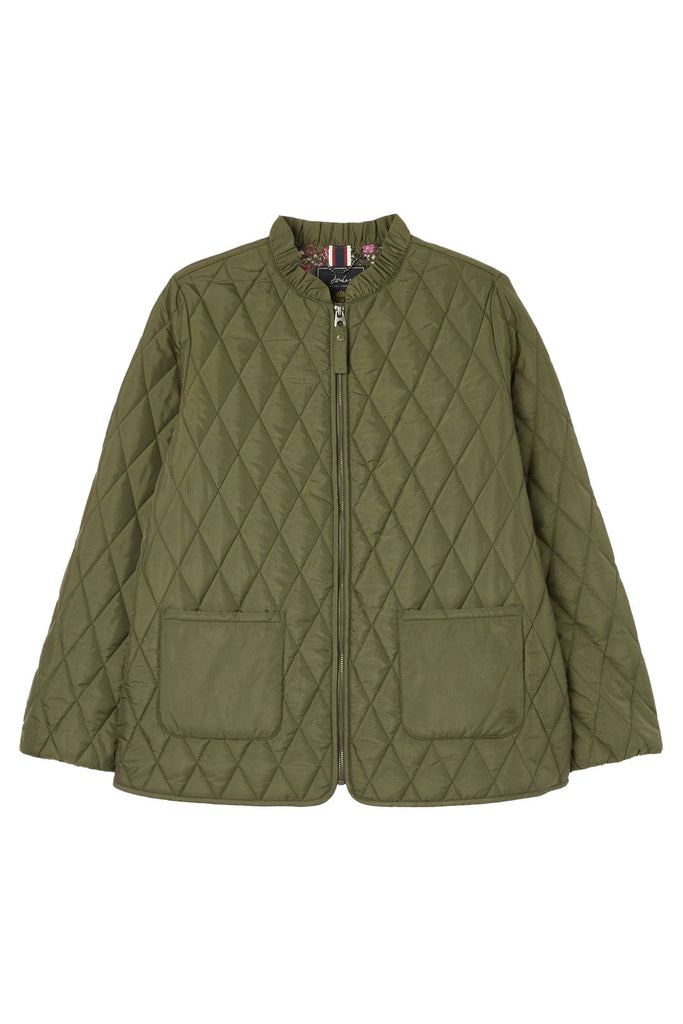 Joules Hambleton Diamond Quilt Short Jacket - Khaki Green