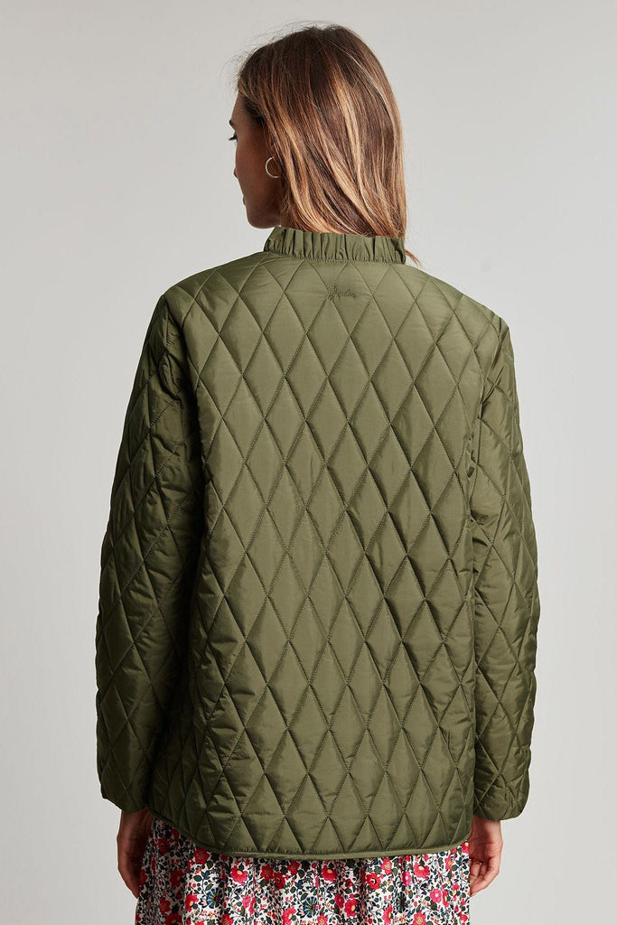 Joules Hambleton Diamond Quilt Short Jacket - Khaki Green