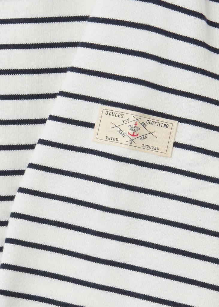 Joules Harbour Long Sleeve Jersey Top - Cream Navy Stripe