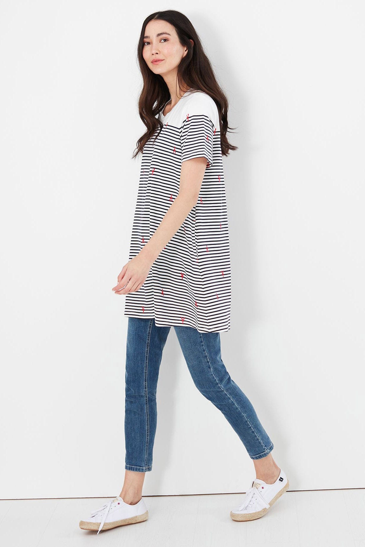 Joules Hattie A Line Tunic - Navy Stripe Lobster