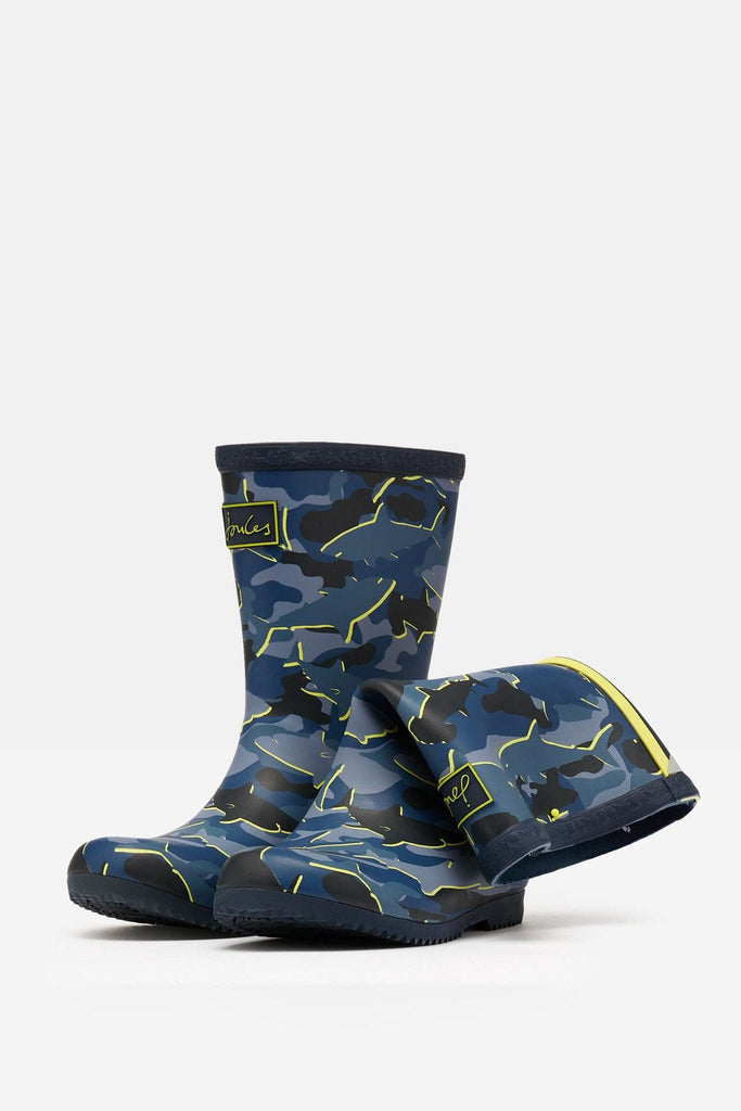 Joules Junior Roll Up Flexible Printed Welly - Camo Sharks