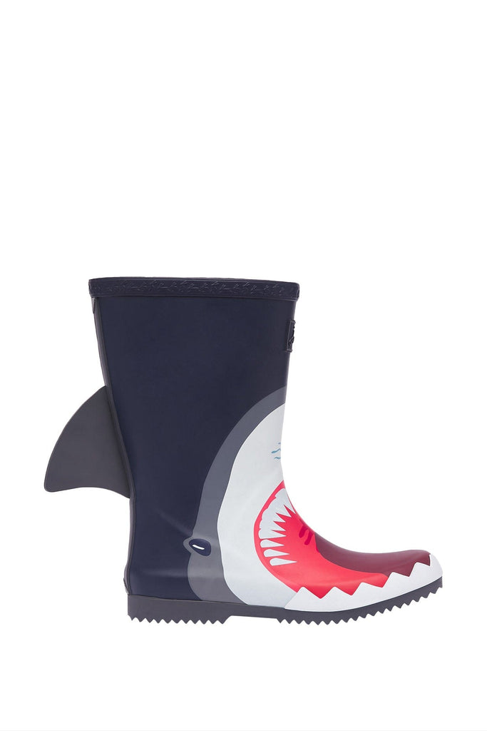 Joules Junior Roll Up Flexible Printed Welly - Navy Shark