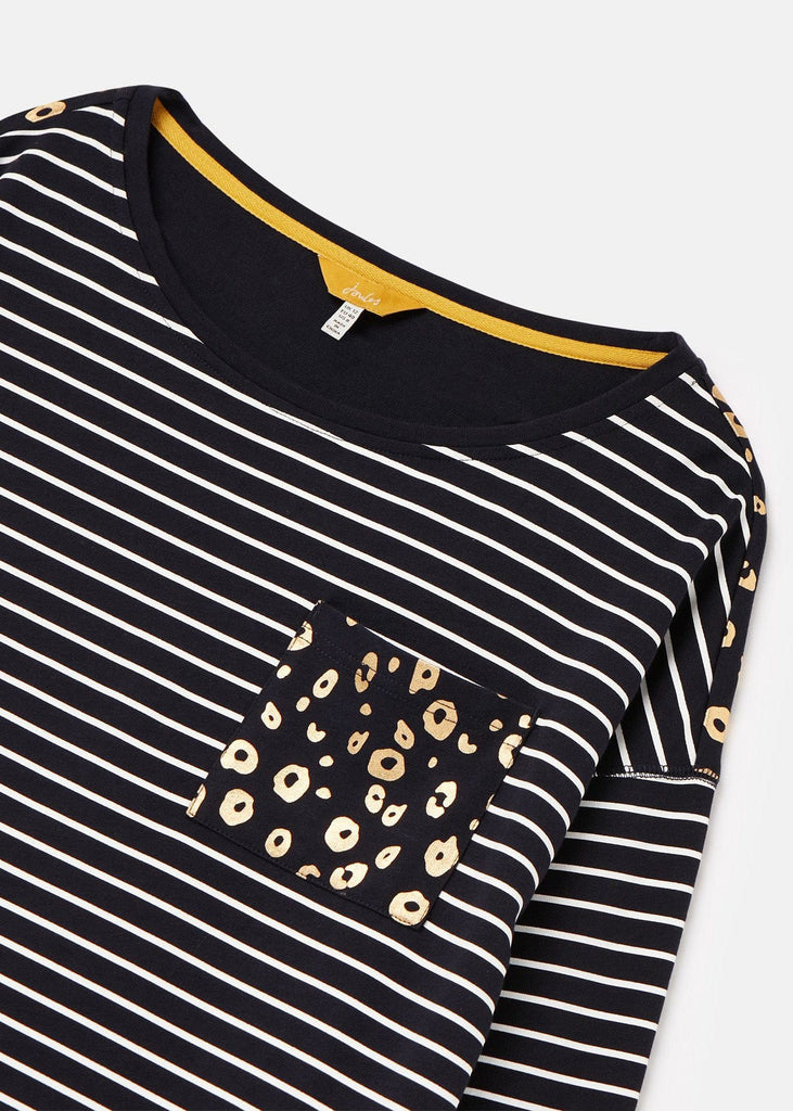Joules Marina Dropped Shoulder Jersey Top - Navy Cream Stripe