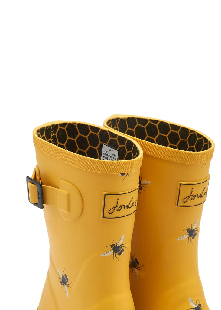 Joules Molly Mid Height Printed Wellies - Gold Botanical Bee