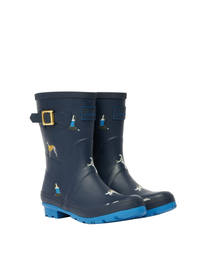 Joules Molly Mid Height Printed Wellies - Navy Dogs