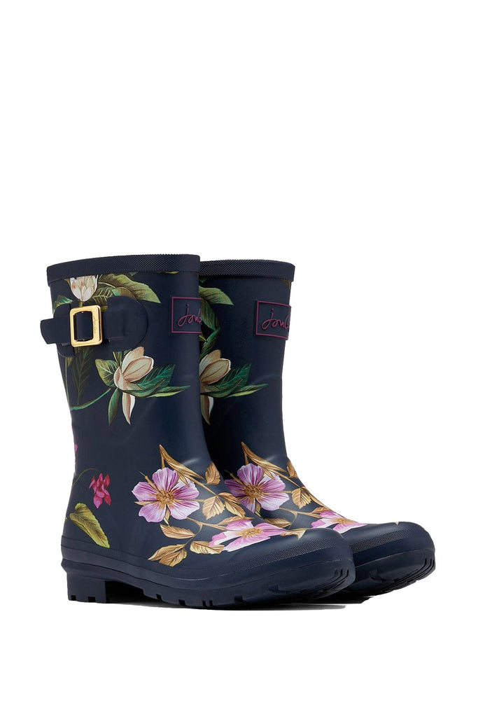 Joules Molly Mid Height Printed Wellies - Navy Floral