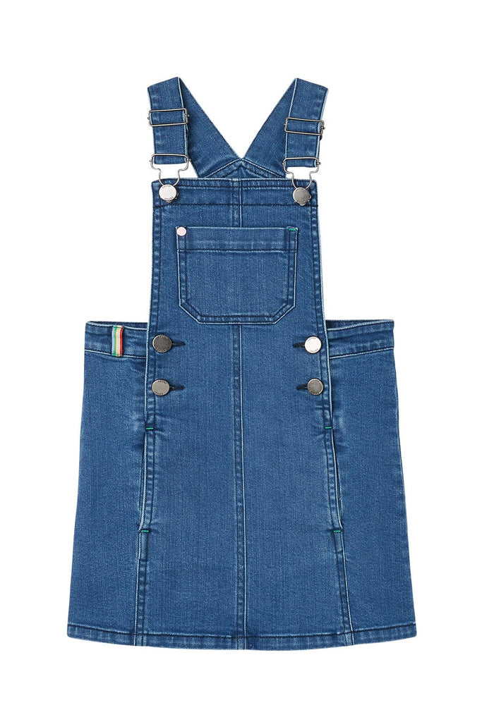 Joules Phoebe Dungaree Dress - Mid Blue