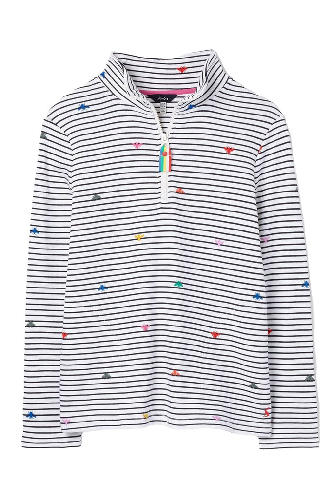 Joules Pip Print Casual Half Zip Sweatshirt - Rainbow Bees Stripe