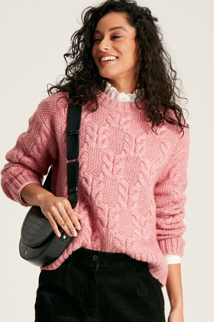 Joules Pippa Cable Knit Jumper - Pink