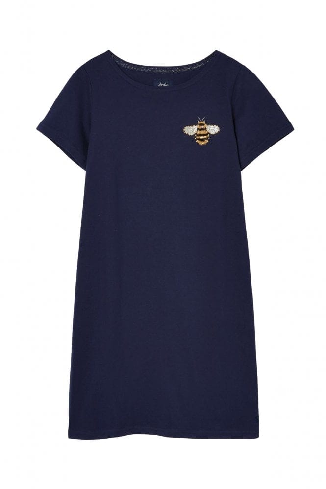 Joules Riviera Embroidered Short Sleeve Jersey Dress - French Navy