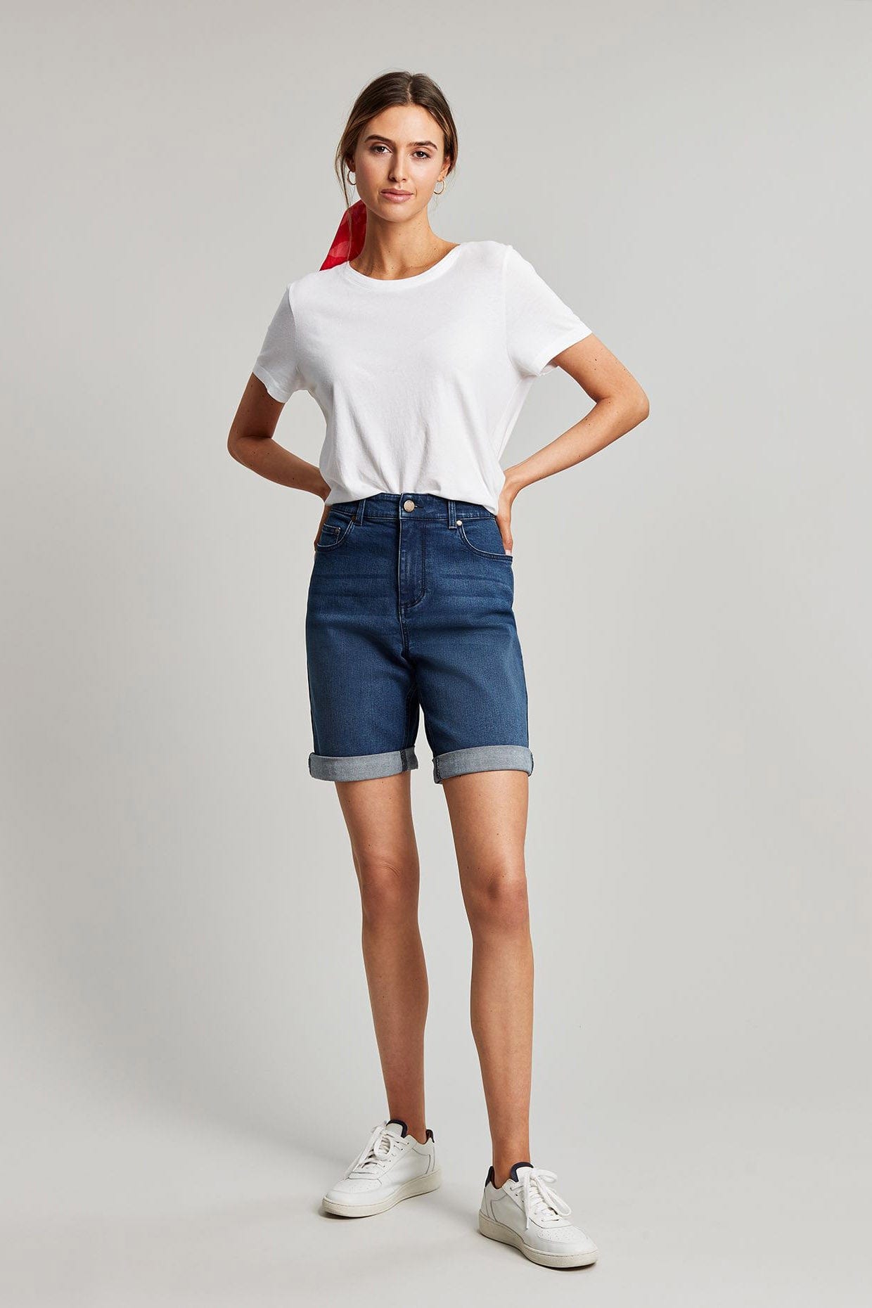 Joules Shirley Long Denim Short - Mid Indigo