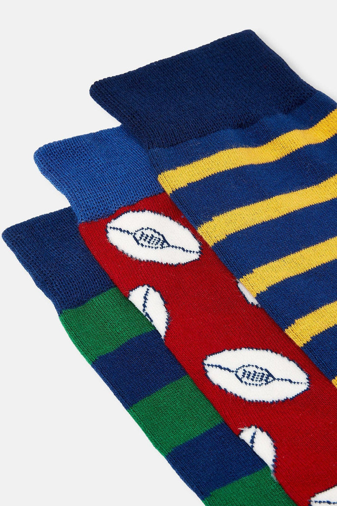 Joules Striking Socks 3 Pack - Rugby Icon 220800_RUGICON_7-12