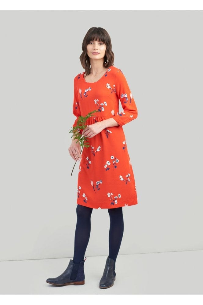 Joules Womens Alison Long Sleeve Woven Dress - Red Floral