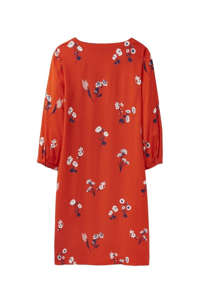 Joules Womens Alison Long Sleeve Woven Dress - Red Floral