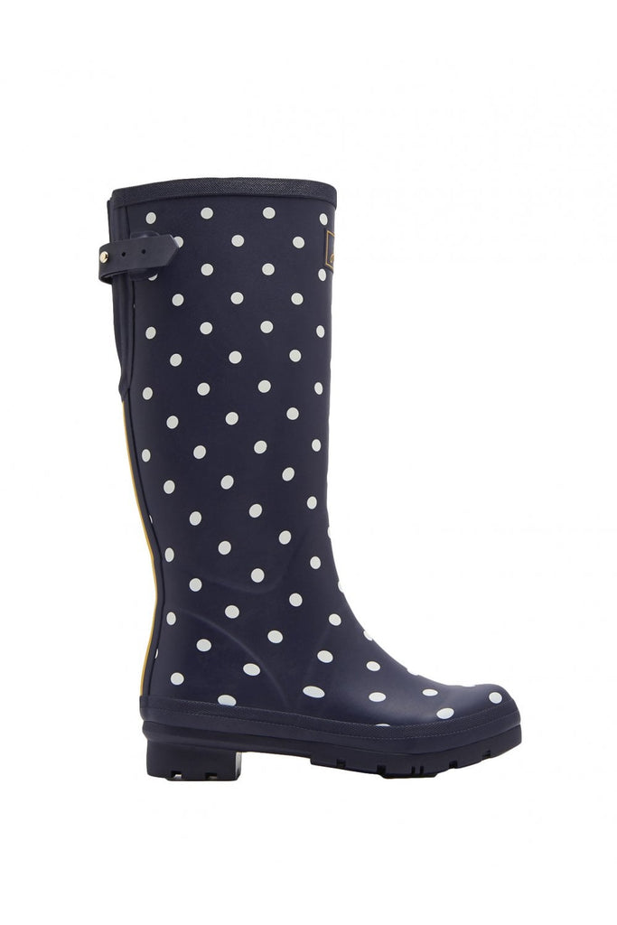 Joules Womens Printed Adjustable Back Wellies - French Navy Spot
