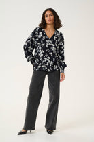 Kaffe Alice Printed Blouse - Marine Flower