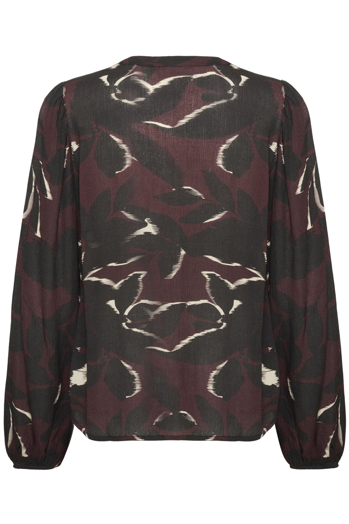 Kaffe Beate Leaf Print Blouse - Windsor Wine/Black