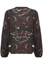 Kaffe Beate Leaf Print Blouse - Windsor Wine/Black