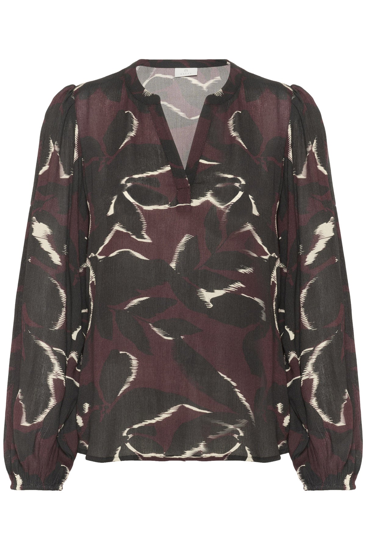 Kaffe Beate Leaf Print Blouse - Windsor Wine/Black