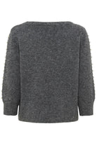Kaffe Betty Jumper with Pearl Detail Sleeves - Grey Melange