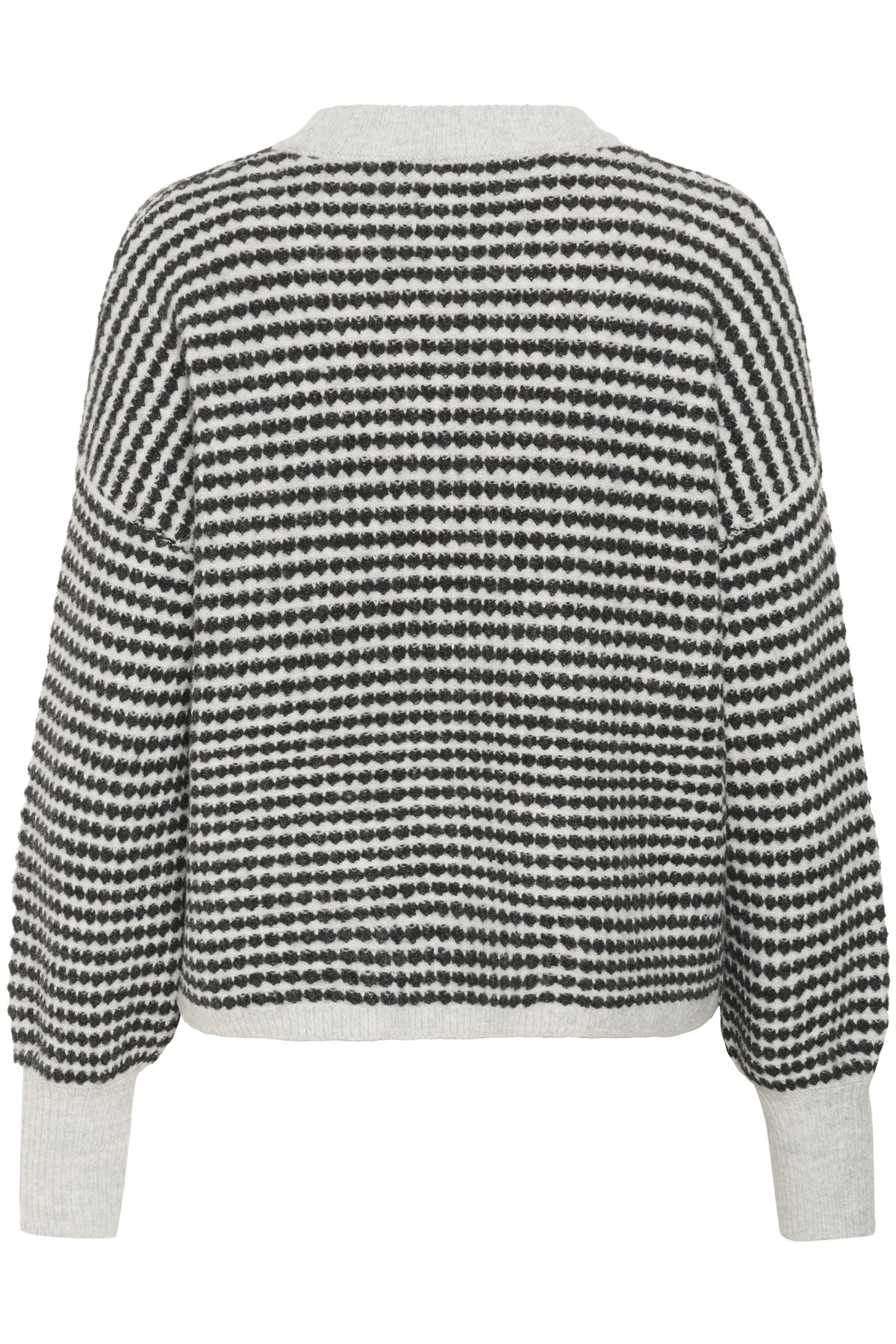 Kaffe Ellery Textured Knit Jumper - Light Grey Melange/Black