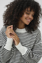 Kaffe Ellery Textured Knit Jumper - Light Grey Melange/Black