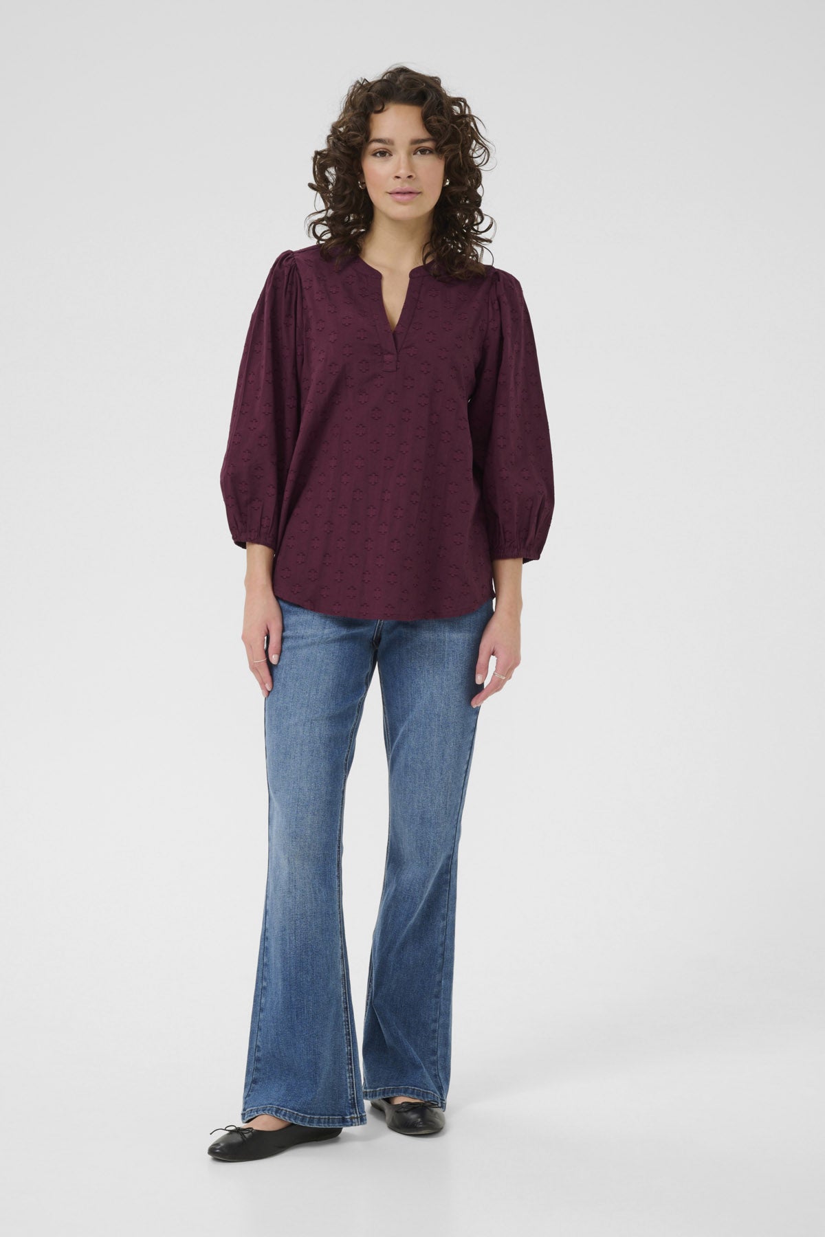 Kaffe Enya Cotton Blouse - Windsor Wine