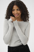 Kaffe Lizza Fine Knit Jumper - Light Grey Melange