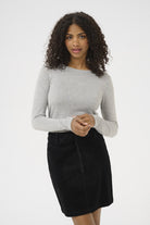 Kaffe Lizza Fine Knit Jumper - Light Grey Melange