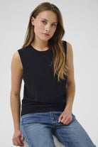 Kaffe Lizza Knit Sleeveless Knit Jumper - Black Deep