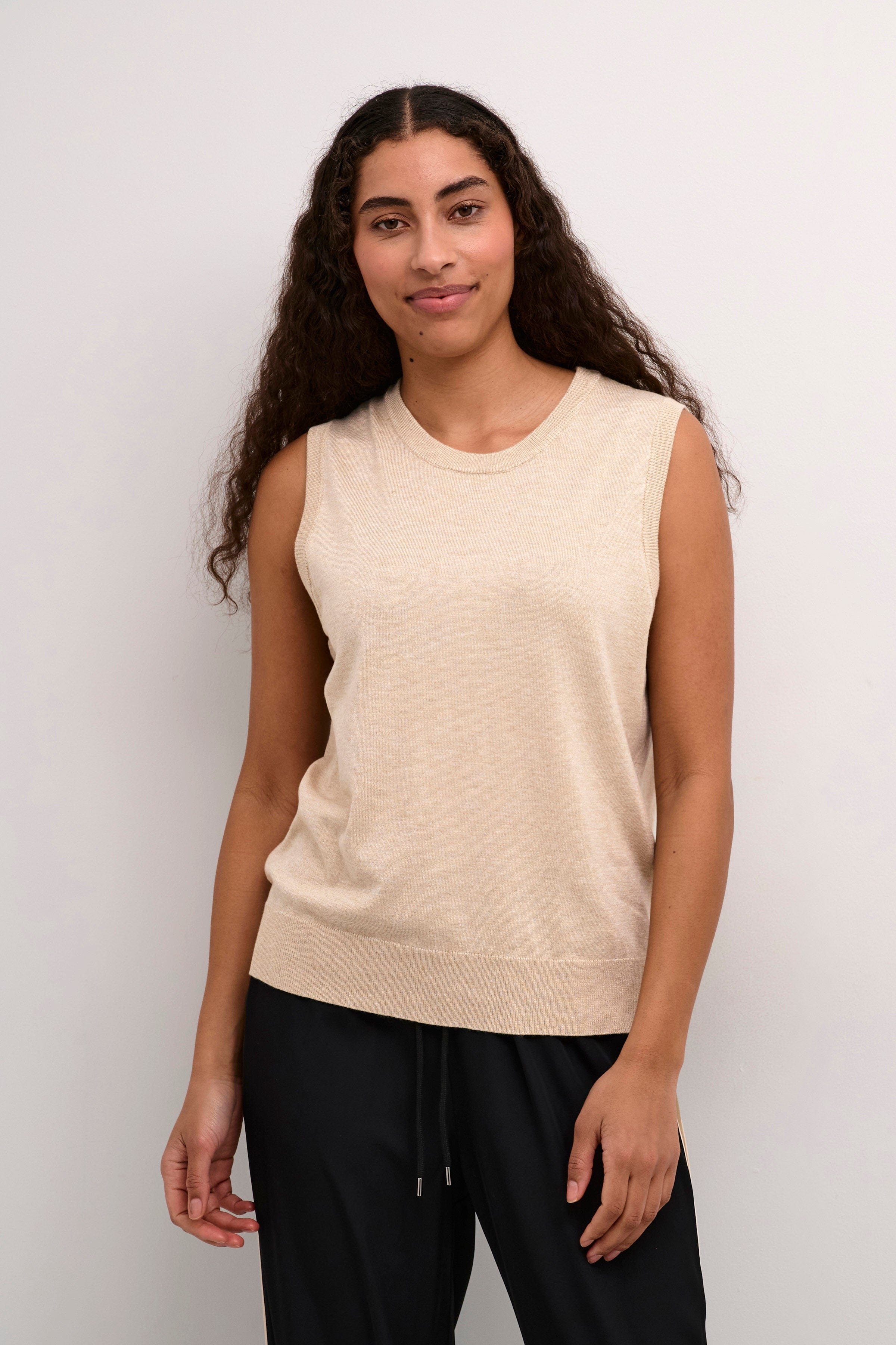 Kaffe Lizza Sleeveless Knit Top - Feather Gray Melange