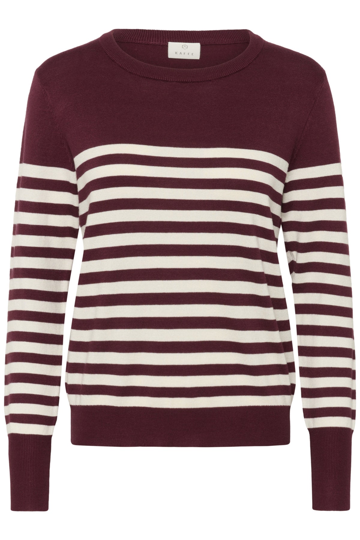 Kaffe Lizza Striped Knit Jumper - Windsor Wine/Turtledove