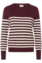 Kaffe Lizza Striped Knit Jumper - Windsor Wine/Turtledove