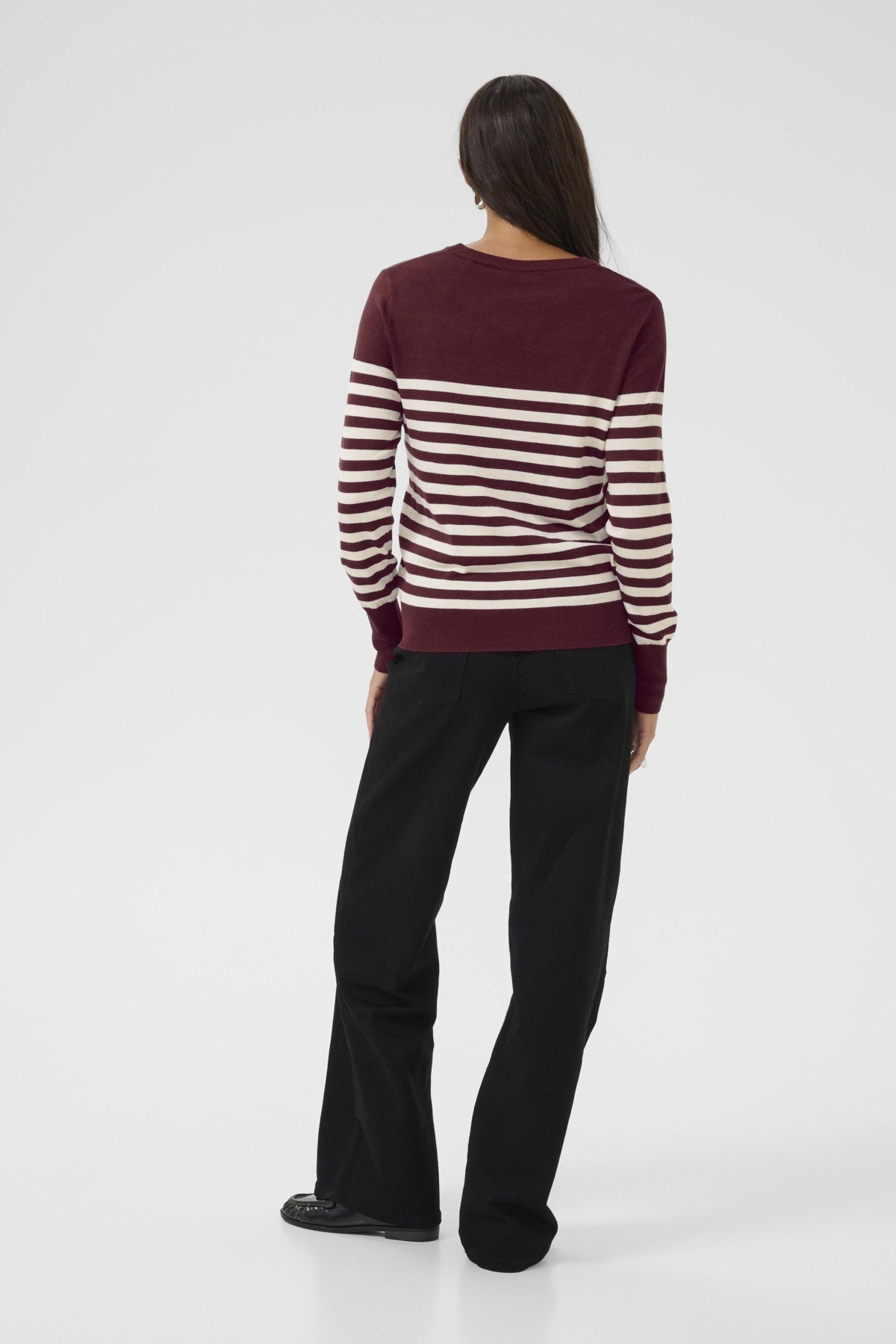 Kaffe Lizza Striped Knit Jumper - Windsor Wine/Turtledove