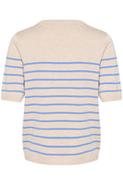 Kaffe Lizza Striped Short Sleeve Knit Jumper - Feather Gray Melange/Blue
