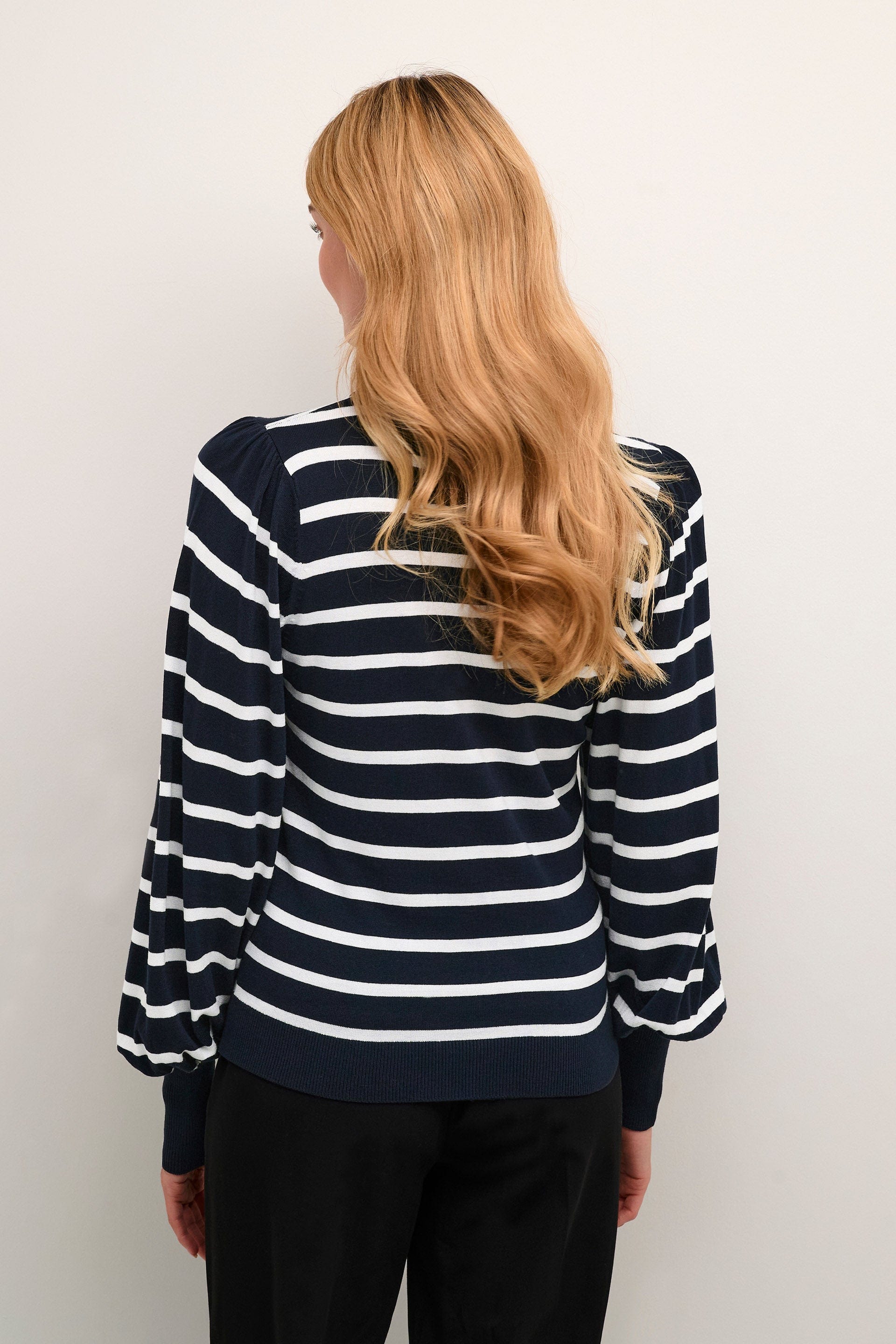 Kaffe Lizzy Stripe Knit Jumper - Midnight Marine/Chalk Stripe