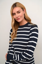 Kaffe Lizzy Stripe Knit Jumper - Midnight Marine/Chalk Stripe