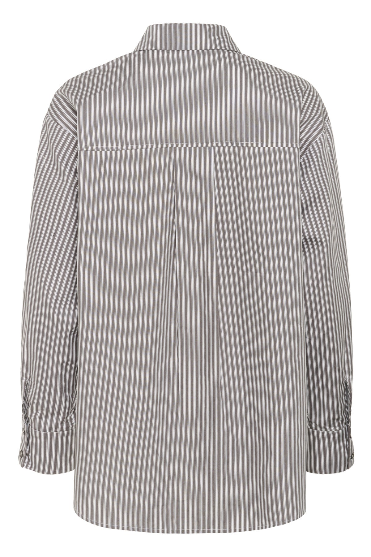Kaffe Marianne Stripe Bow Embellished Shirt - Grey/White Stripe
