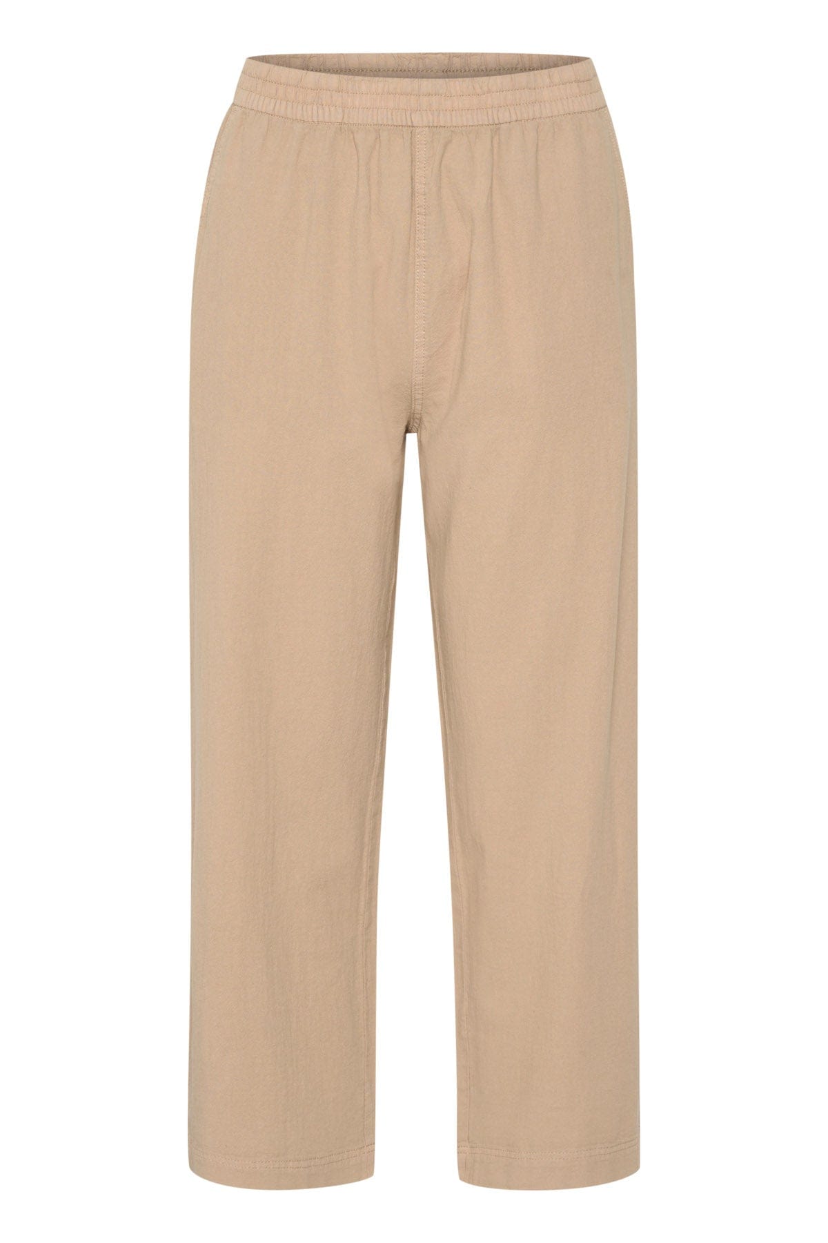 Kaffe Naya Cotton Elasticated Waist Cropped Trousers - Classic Sand
