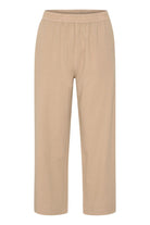Kaffe Naya Cotton Elasticated Waist Cropped Trousers - Classic Sand
