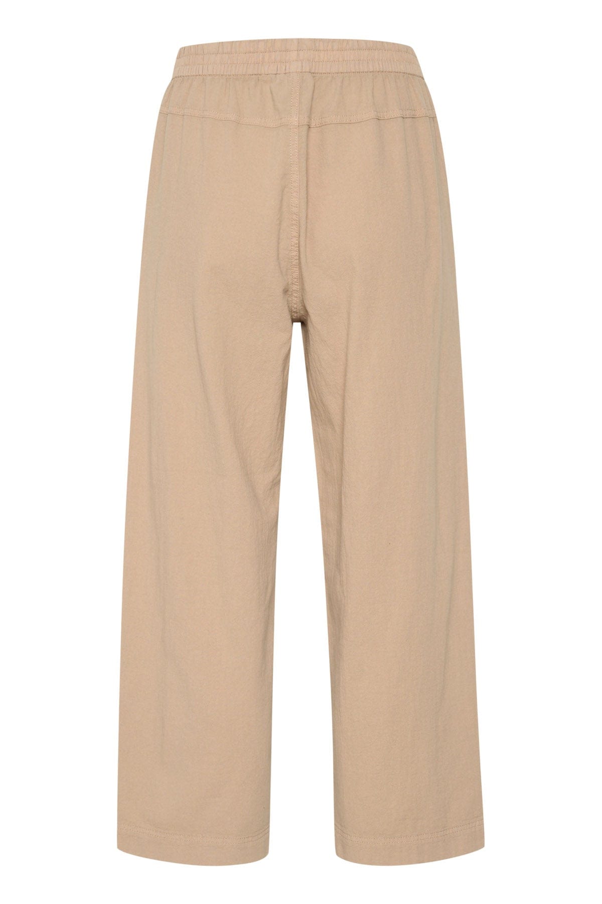 Kaffe Naya Cotton Elasticated Waist Cropped Trousers - Classic Sand