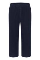 Kaffe Naya Cotton Elasticated Waist Cropped Trousers - Midnight Marine