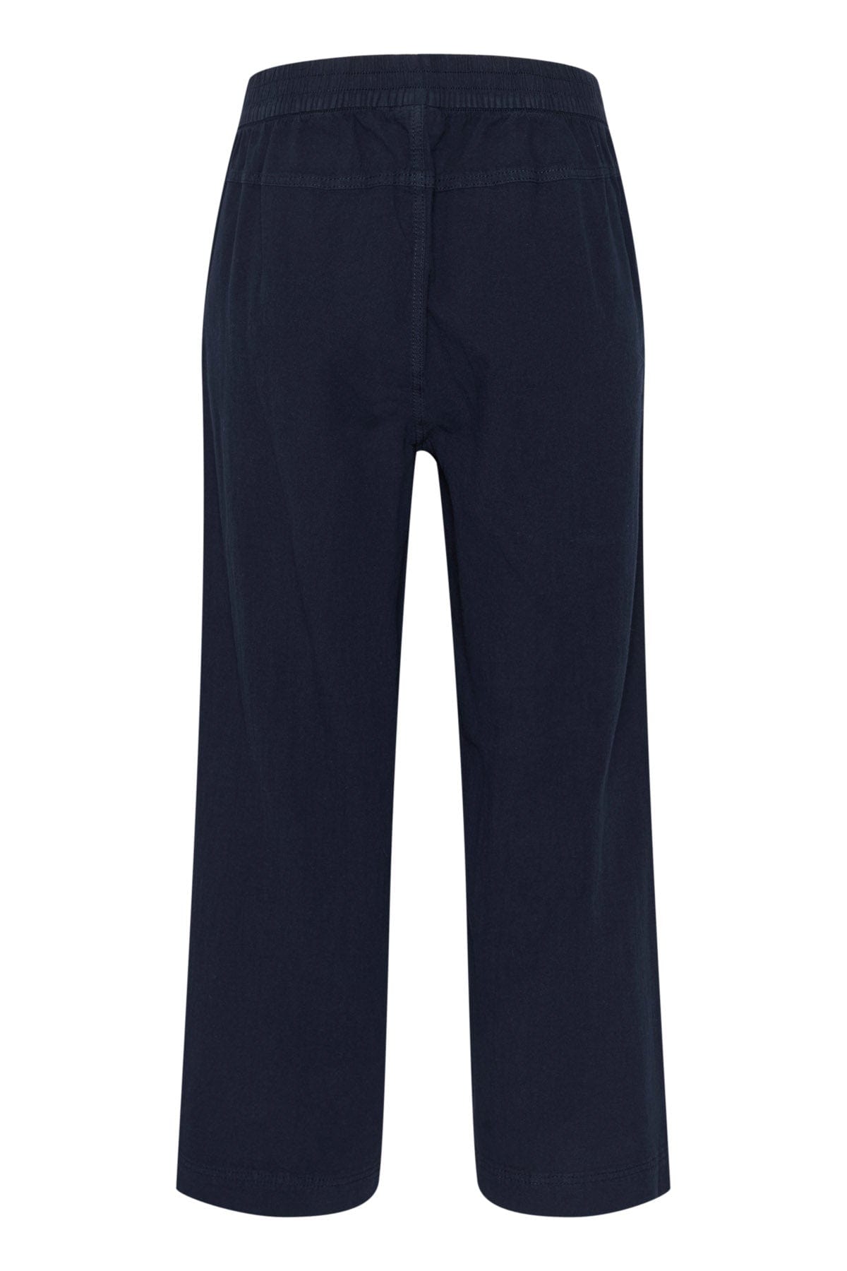 Kaffe Naya Cotton Elasticated Waist Cropped Trousers - Midnight Marine