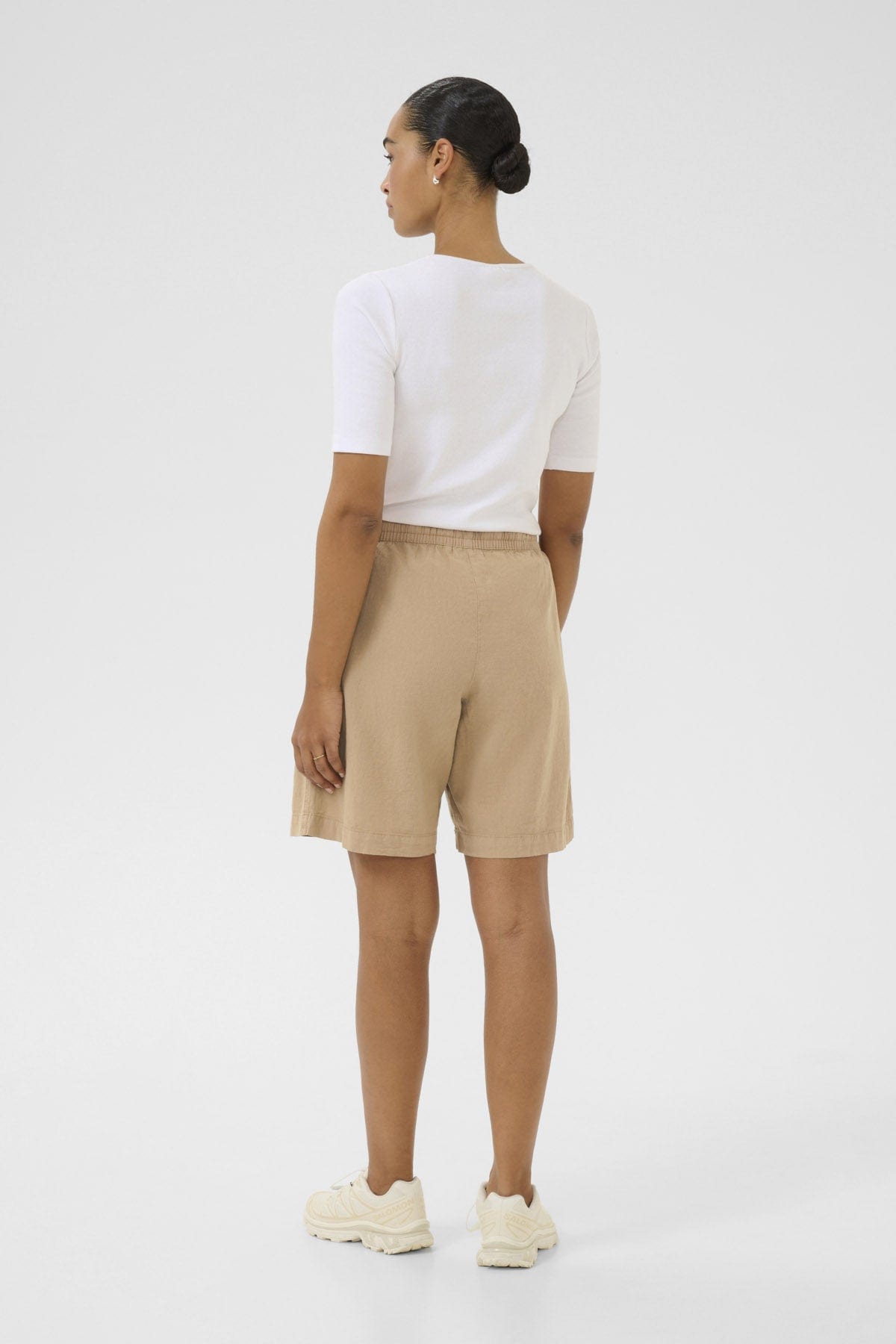Kaffe Naya Cotton Elasticated Waist Shorts - Classic Sand