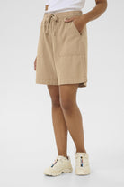 Kaffe Naya Cotton Elasticated Waist Shorts - Classic Sand