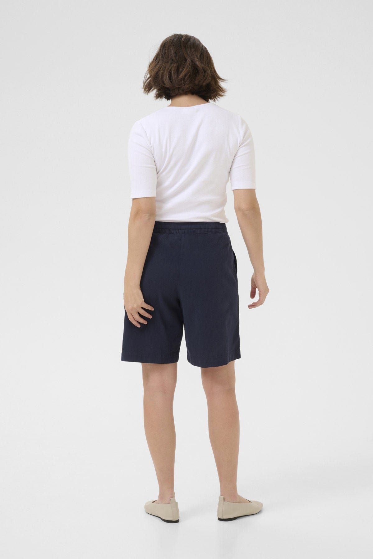 Kaffe Naya Cotton Elasticated Waist Shorts - Midnight Marine