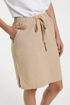 Kaffe Naya Cotton Elasticated Waist Skirt - Classic Sand