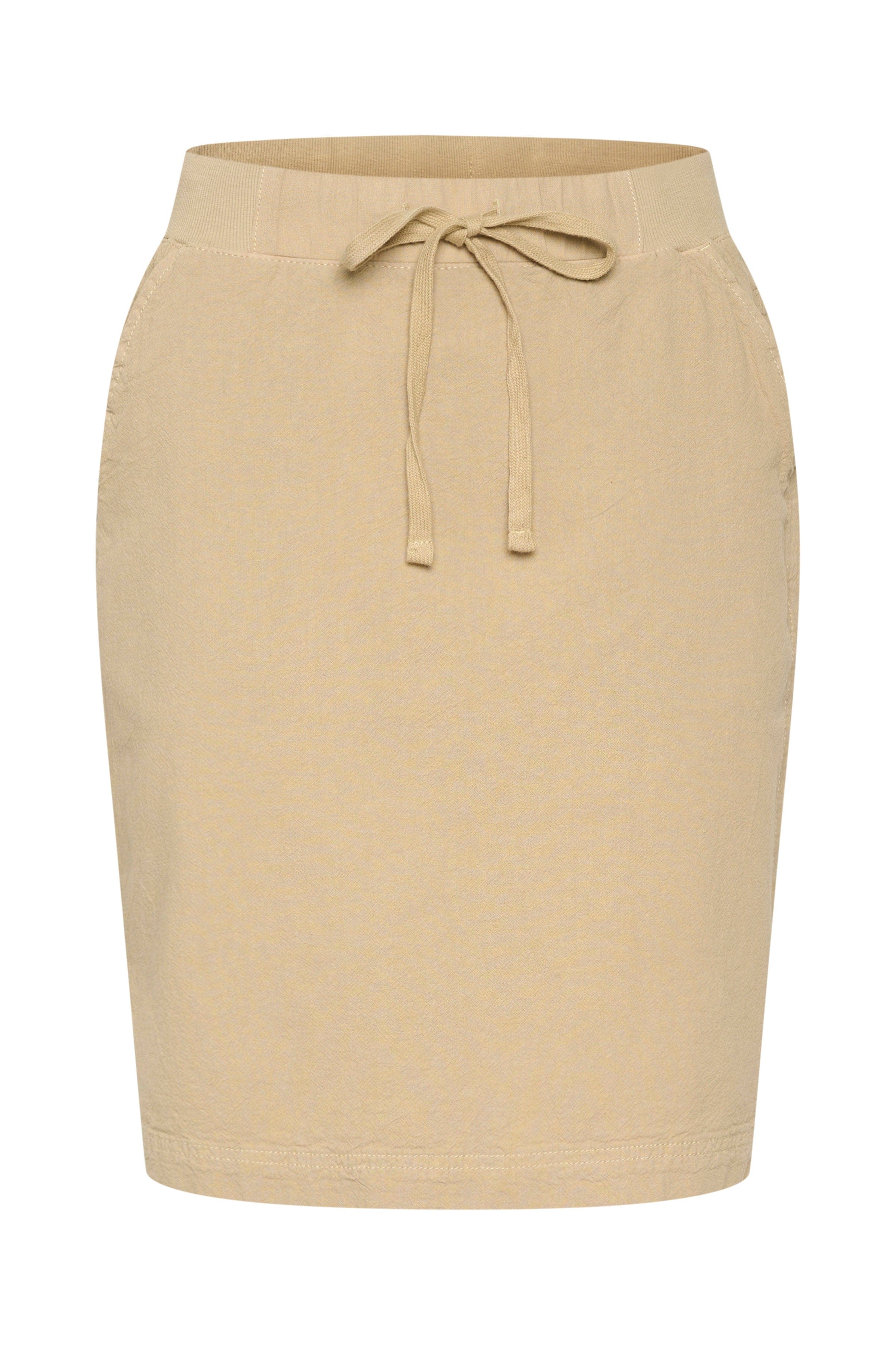 Kaffe Naya Cotton Elasticated Waist Skirt - Classic Sand