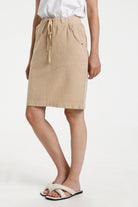 Kaffe Naya Cotton Elasticated Waist Skirt - Classic Sand