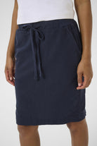 Kaffe Naya Cotton Elasticated Waist Skirt - Midnight Marine